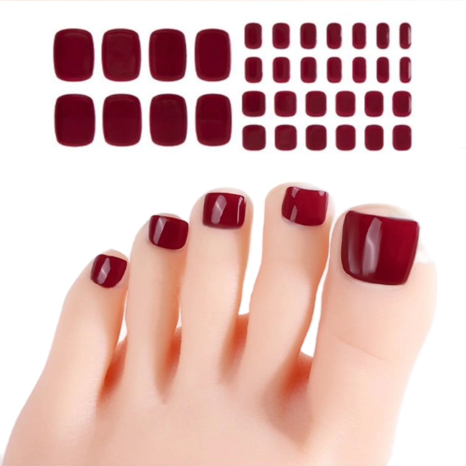 Dark Red - 34 Strip No Cure Pedi Wrap