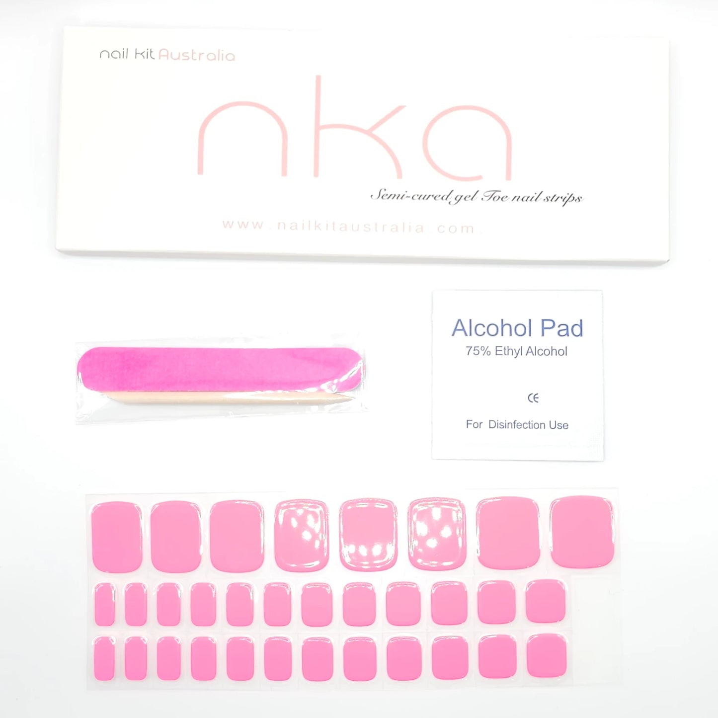 Pedicure Nail Wrap Strips HOT PINK