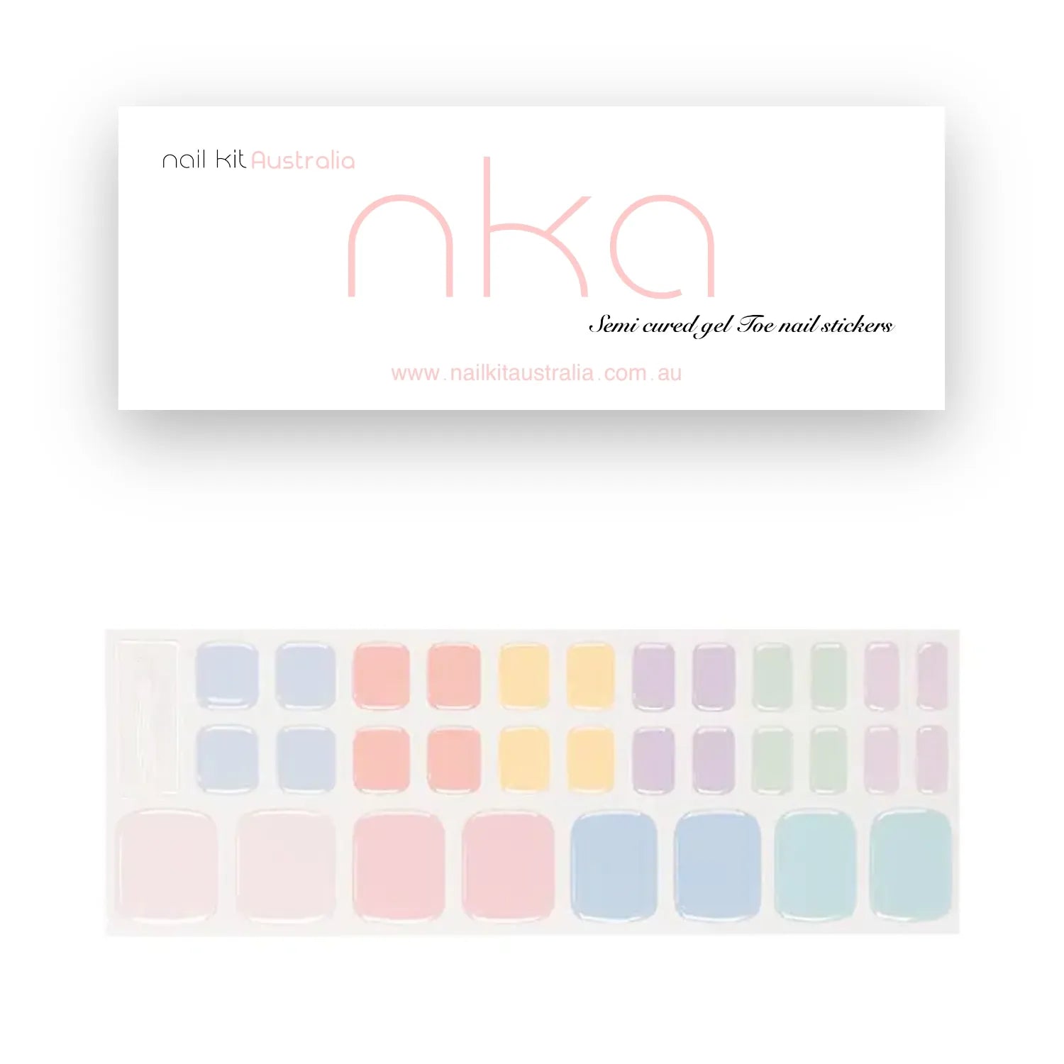 Pastel Rainbow 32 Strip Semi Cured Pedi Wrap