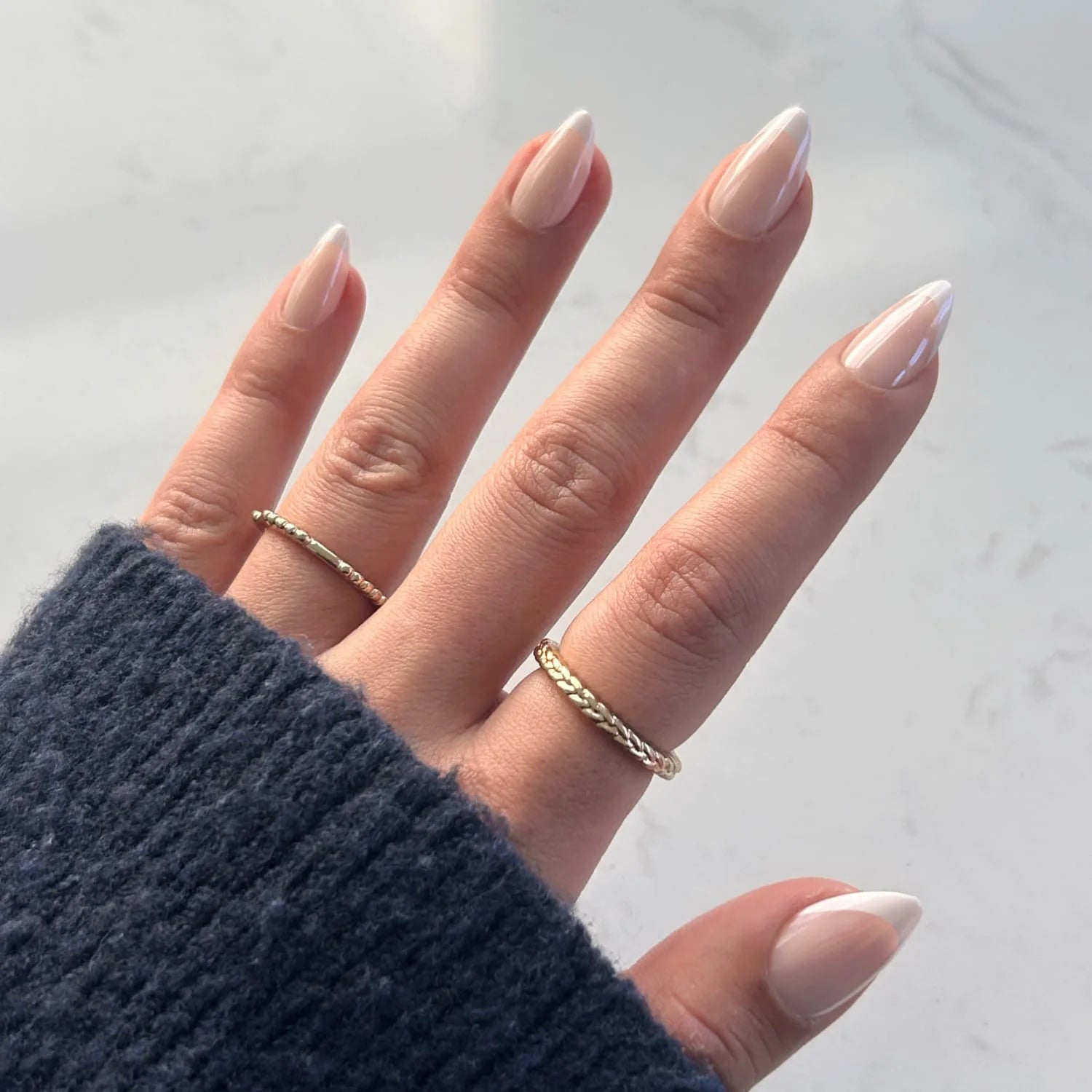 French Tips with Sheer Pearl Glaze