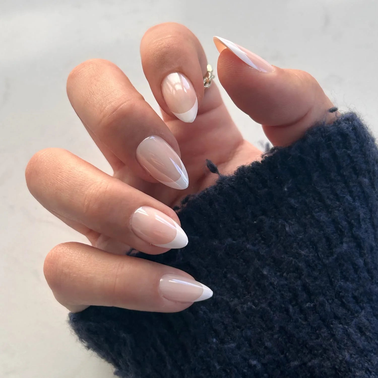 French Tip Nails with Sheer Pearl Glaze