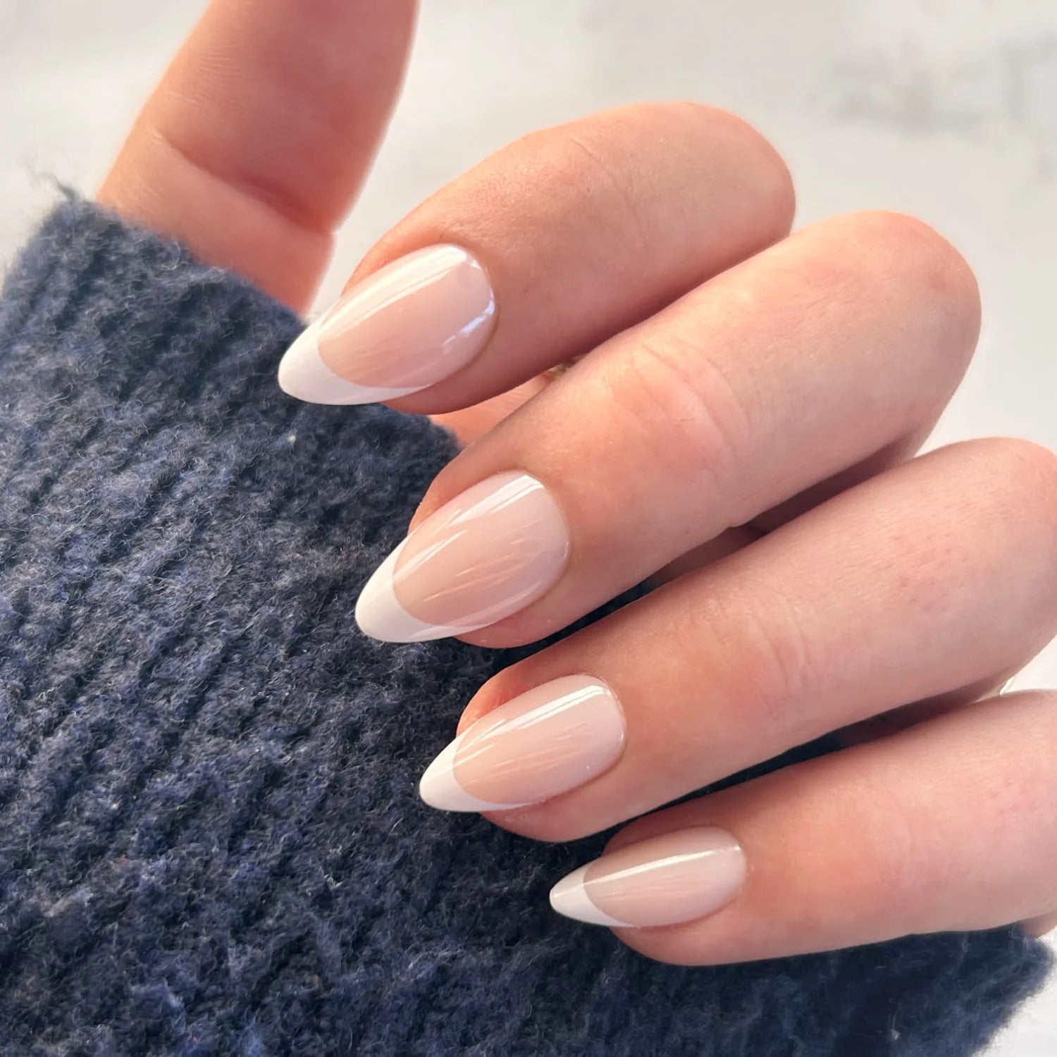 French Tip Nails with Sheer Pearl Glaze