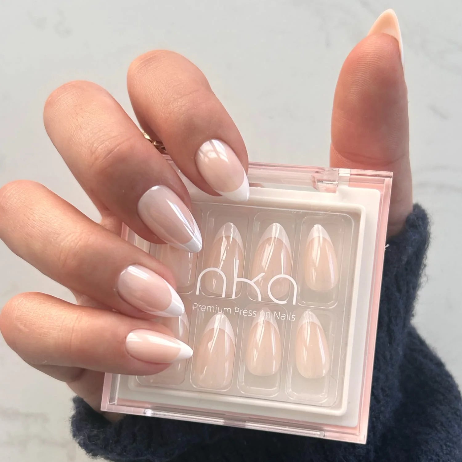 French Tip Nails with Sheer Pearl Glaze