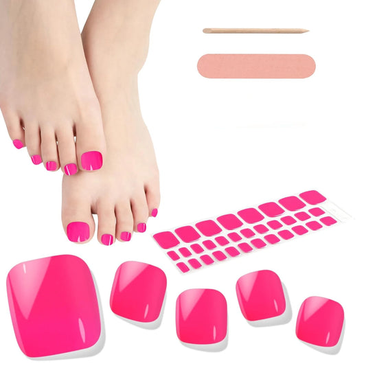 Pedicure Nail Wrap Strips HOT PINK
